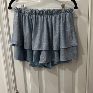 Sparkly Blue Layered Skirt With Shorts